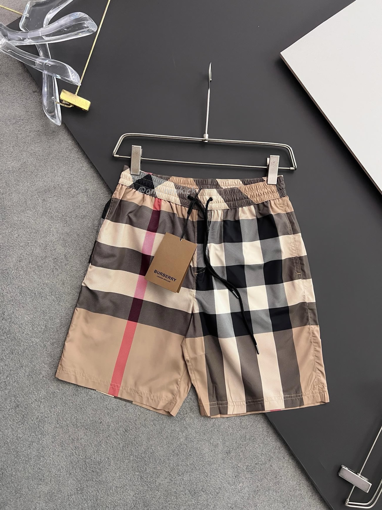 Burberry Check Drawcord Swim Shorts Archive Beige (3) - newkick.cc